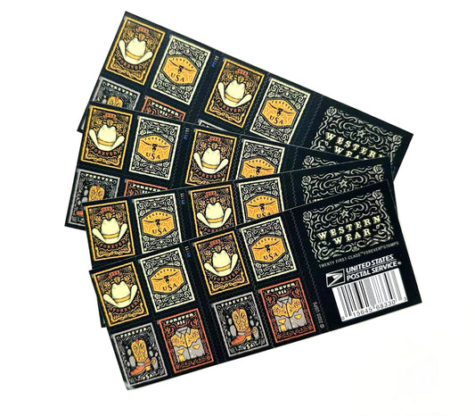 Western Wear (Cowboy Hat, Belt Buckle, Cowboy Boot with Spur, Western Shirt) Forever Postage Stamps image 1