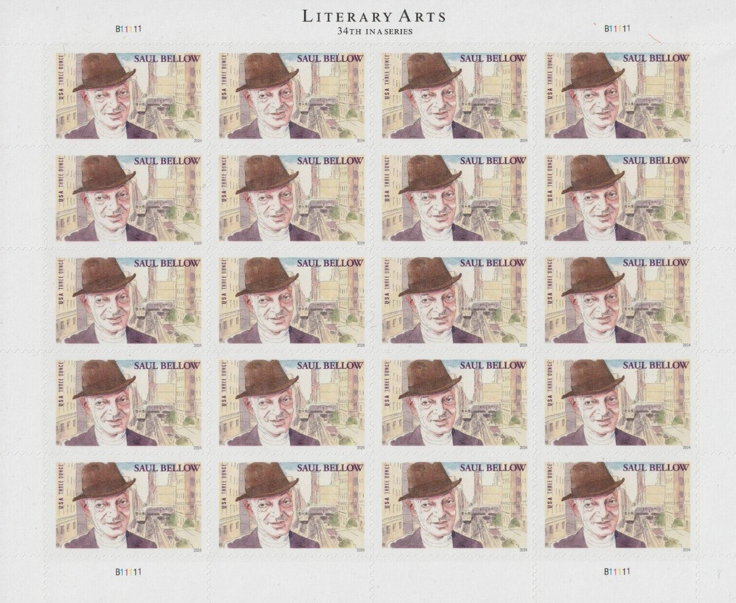 Literary Arts Saul Bellow Three Ounce Forever First Class Postage Stamps Fit CD image 0