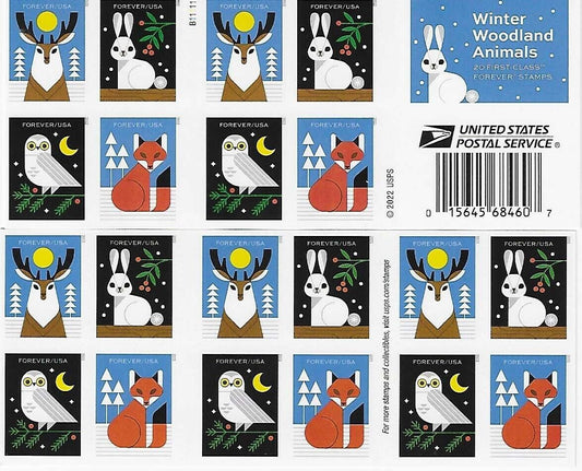 Winter Woodland Animals Forever First Class Postage Stamps image 0