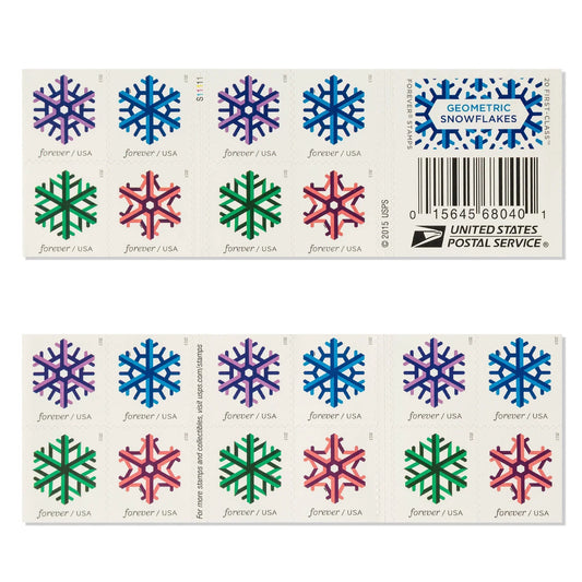USPS Geometric Snowflakes Forever First Class Postage Stamps image 0