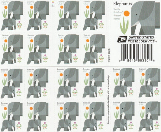 USPS Cartoon Elephants Star Forever First Class Postage Stamps image 0