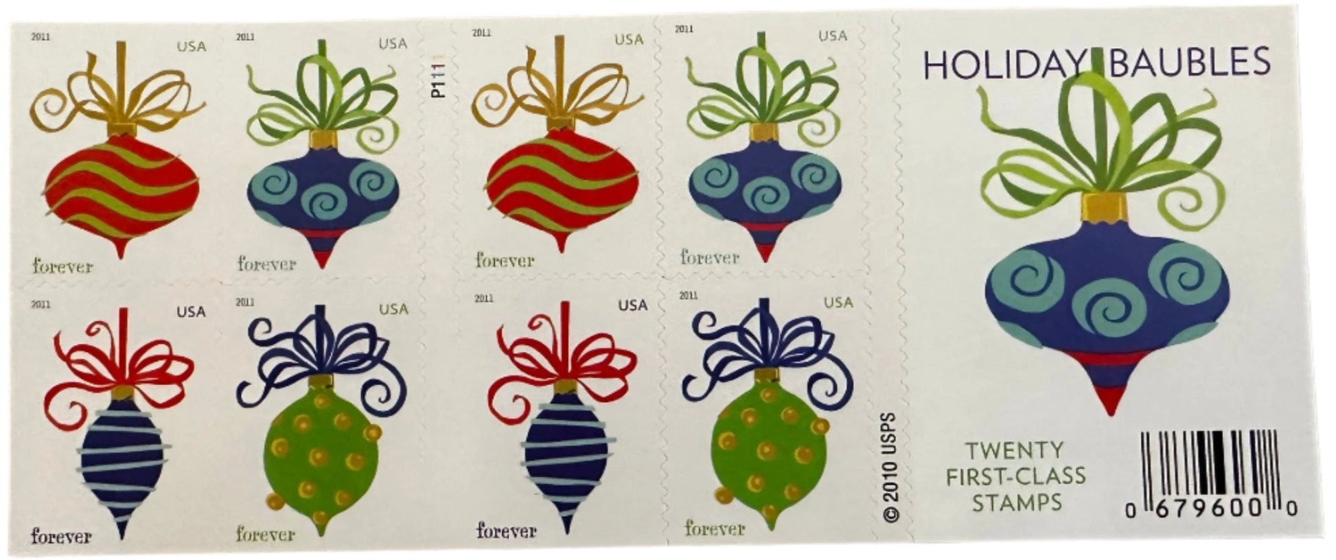 USPS Holiday Baubles Forever First Class Postage Stamps image 1