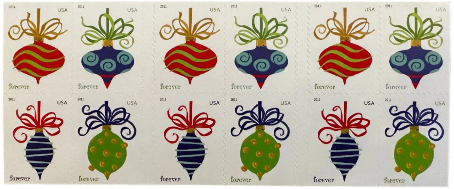 USPS Holiday Baubles Forever First Class Postage Stamps image 2