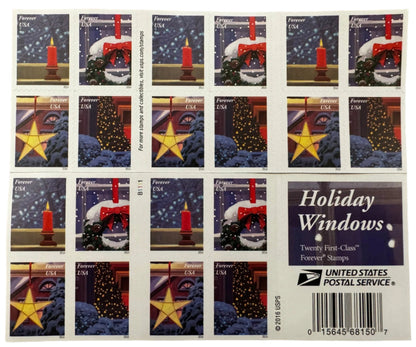USPS Holiday Windows Forever First Class Postage Stamps image 1