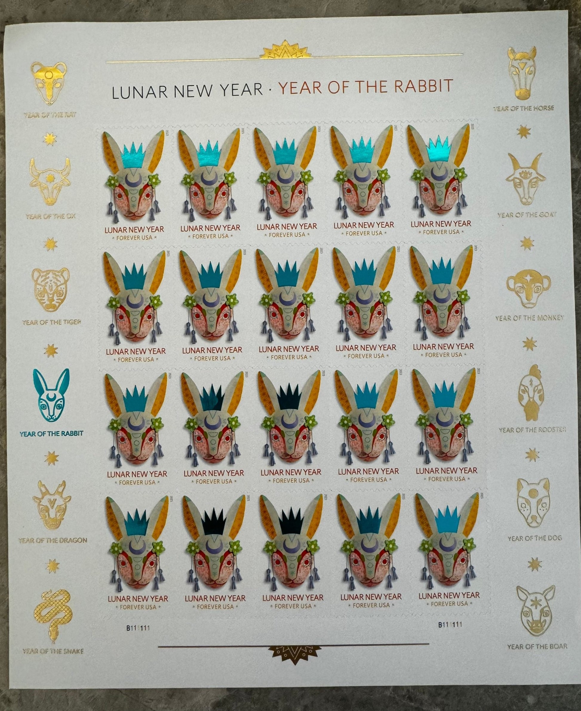 Year of the Rabbits Stamp Celebrates Lunar New Year Forever First Class Postage Stamps image 1