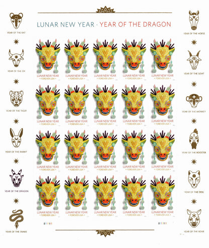 Year of the Dragon Stamps Celebrates Lunar New Year Forever First Class Postage Stamps image 0